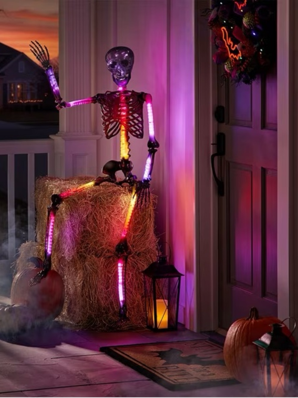 5' Pre-Lit Color Changing Poseable Skeleton